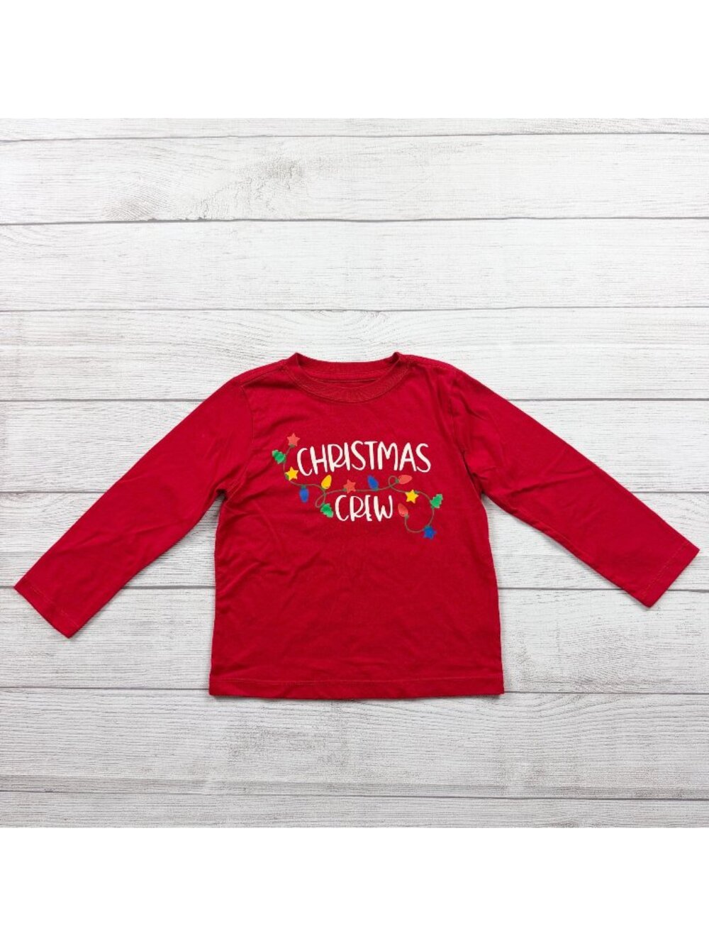 Holiday Time Christmas Crew Red Long Sleeve Shirt Kids 4T